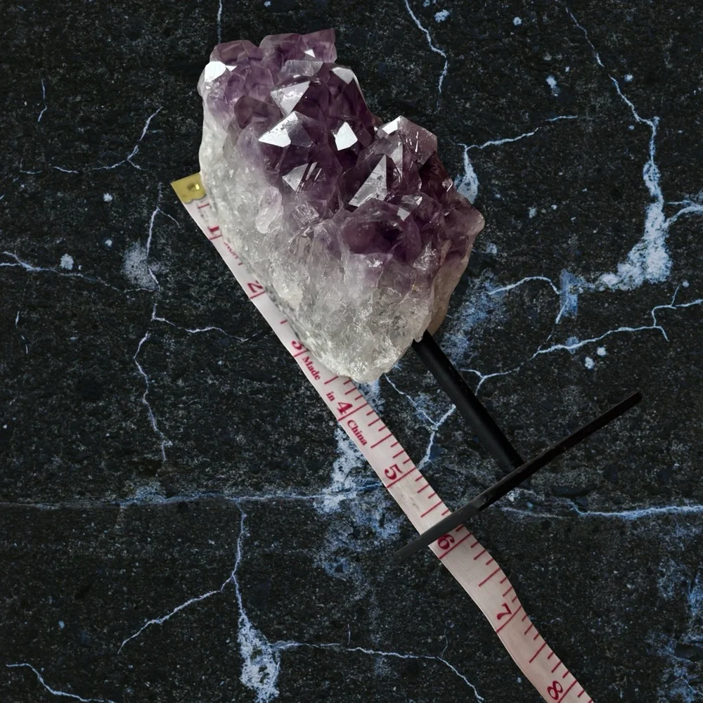 Amethyst Crystal Cluster on Stand - Mounted Raw Purple Crystalline Specimen